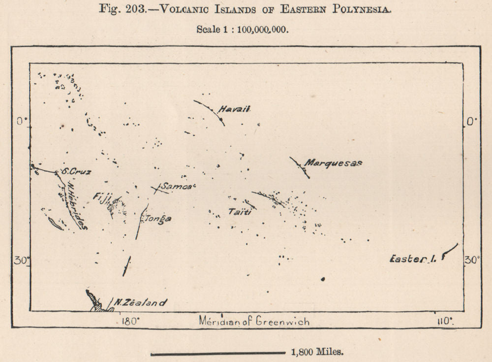 Volcanic Islands of Eastern Polynesia. South Pacific Ocean 1885 old map